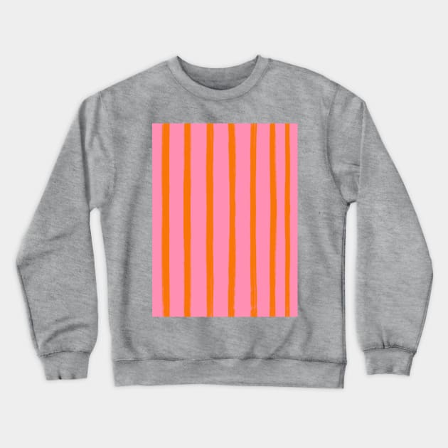 Pink and Orange Brushstroke Stripes Crewneck Sweatshirt by OneThreeSix